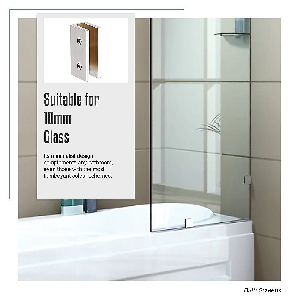 70cm Frameless Glass Bath Screen with Brackets - Nickel Price