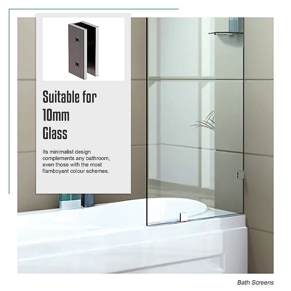 70cm Frameless Glass Bath Screen with Brackets - Gunmetal Price