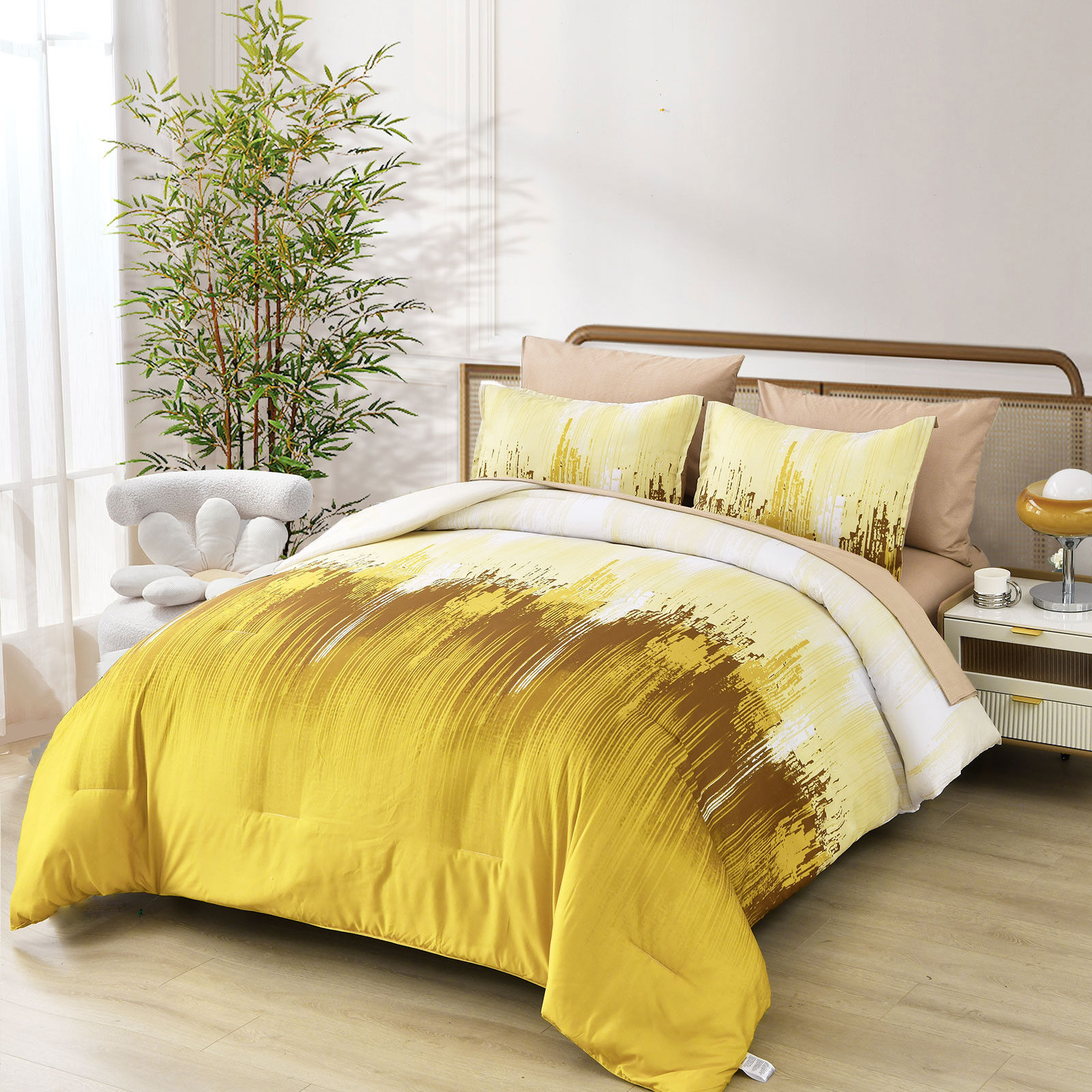 Floral Stripes Comforter Set, King Size, Cozy 3-Piece Bedding with Pillowcases Price