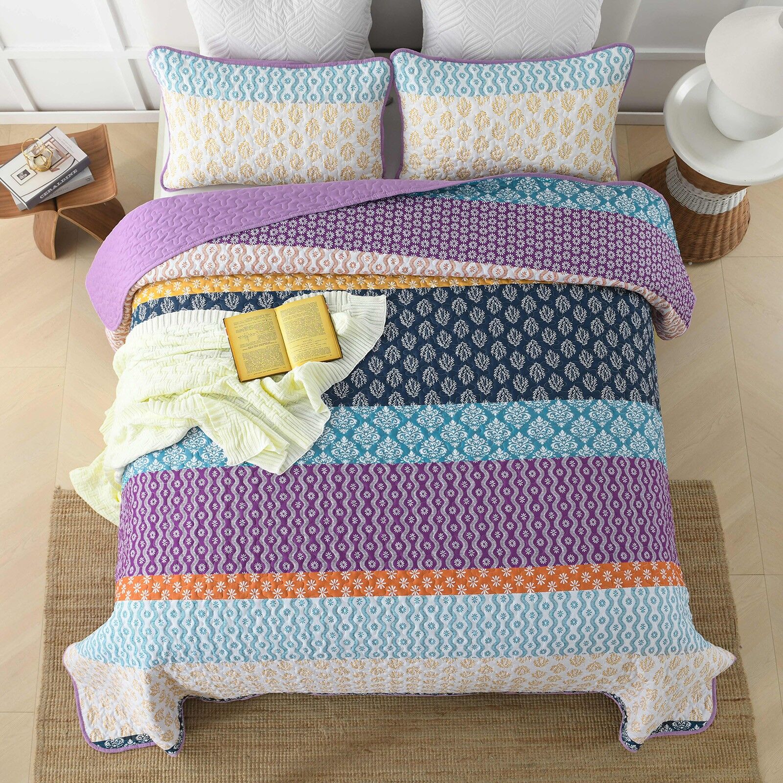 Quirky Quilted coverlet and pillowcovers set: Add Personality to Your Space - Queen size Price