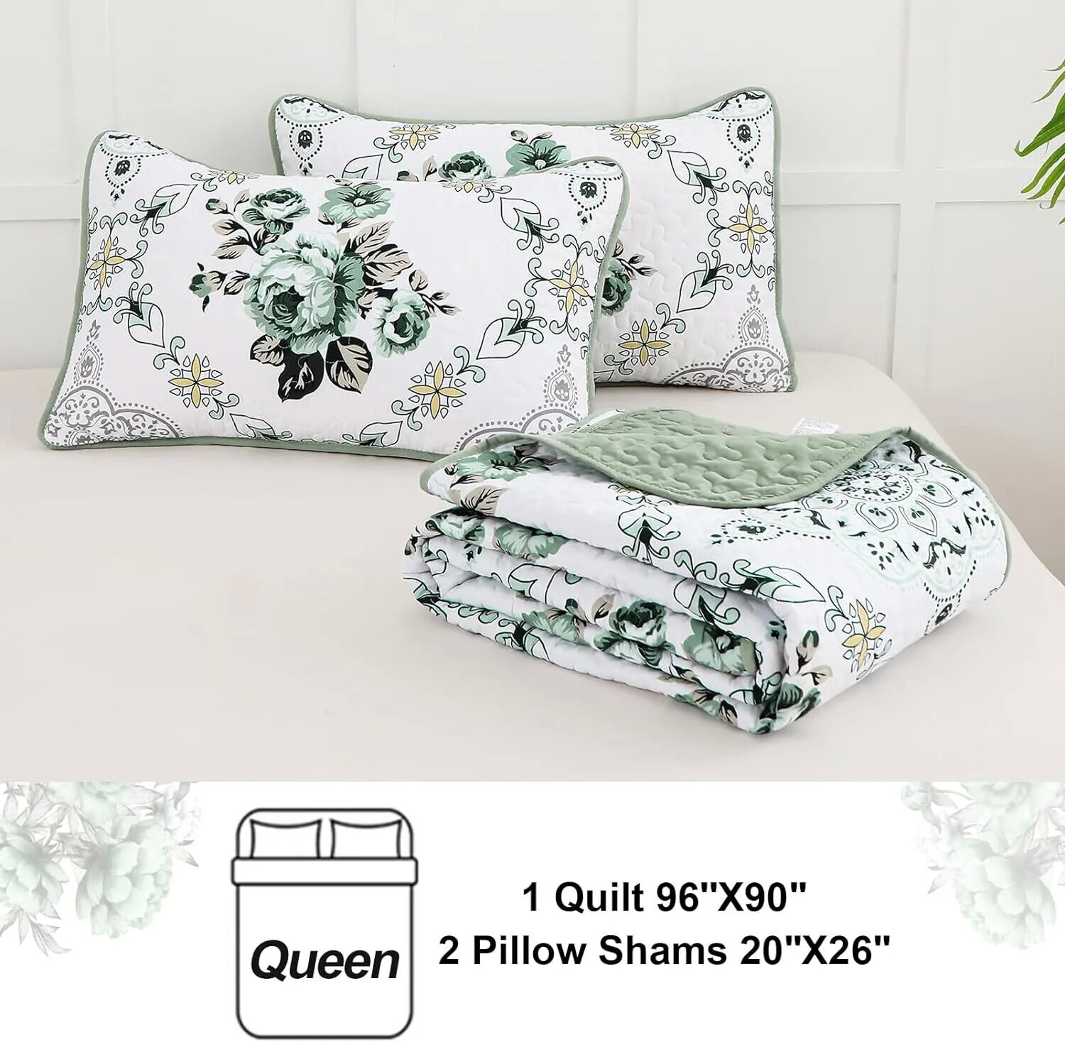 Exquisite Quilted Bedspread and Pillowcases Set: A Touch of Elegance for Your Space - Queen size Price