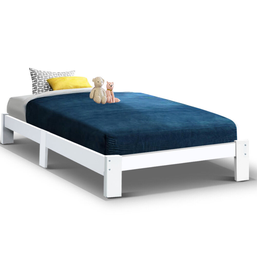Artiss Bed Frame King Single Size Wooden White JADE Price