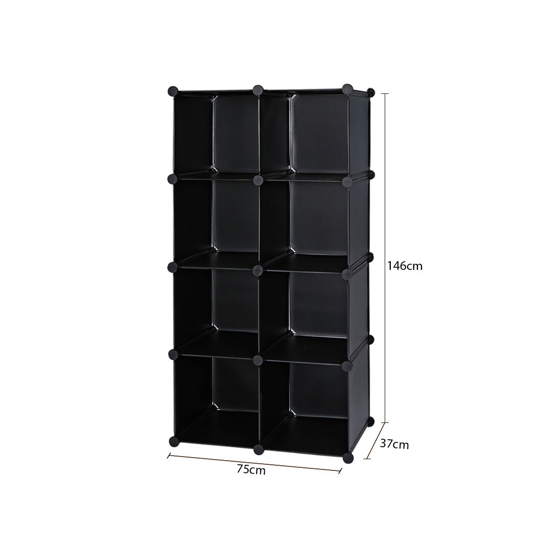4 tier 8-cube black portable wardrobe divide-grid modular storage organiser foldable closet Price