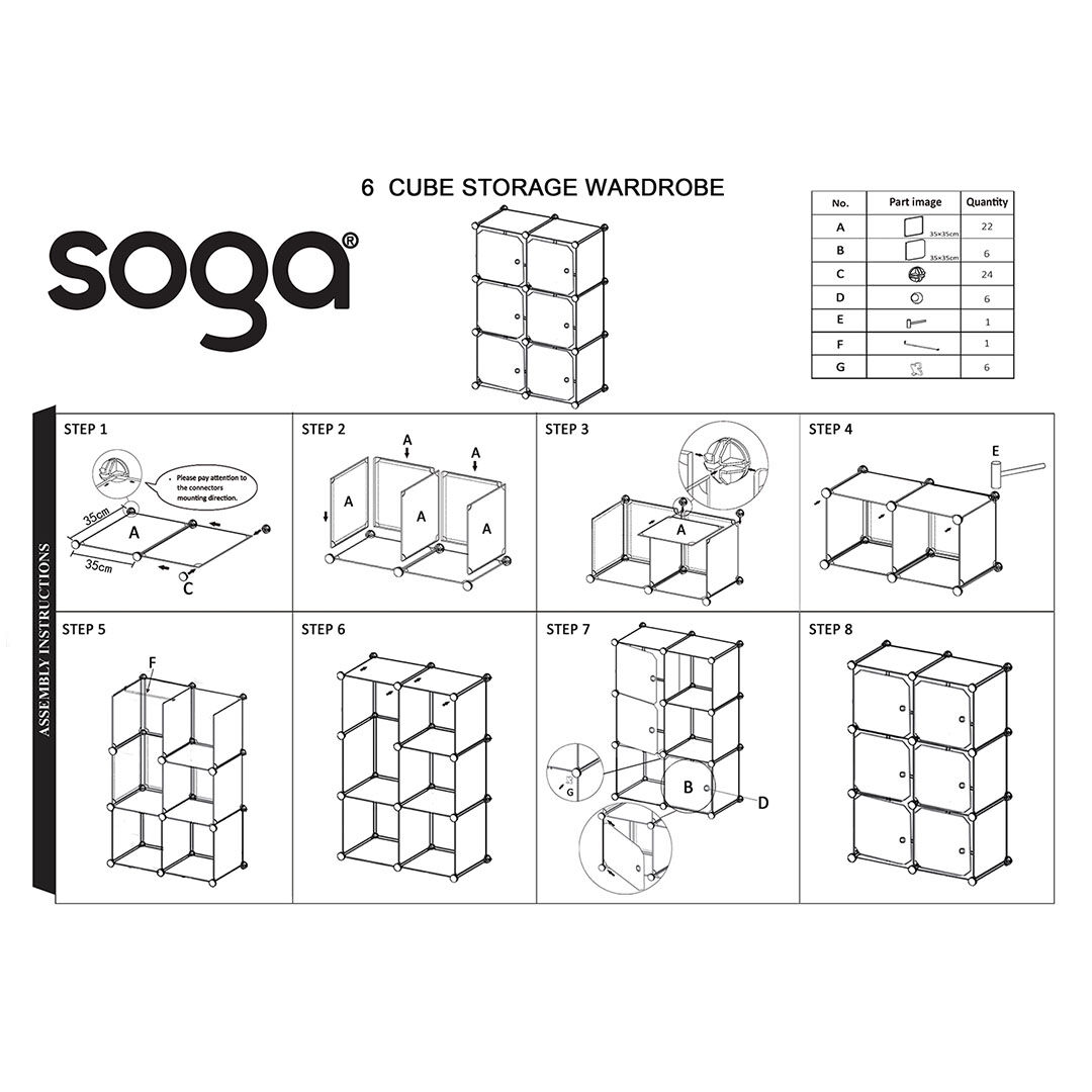 3 tier 6-cube portable wardrobe divide-grid modular storage organiser foldable closet Price