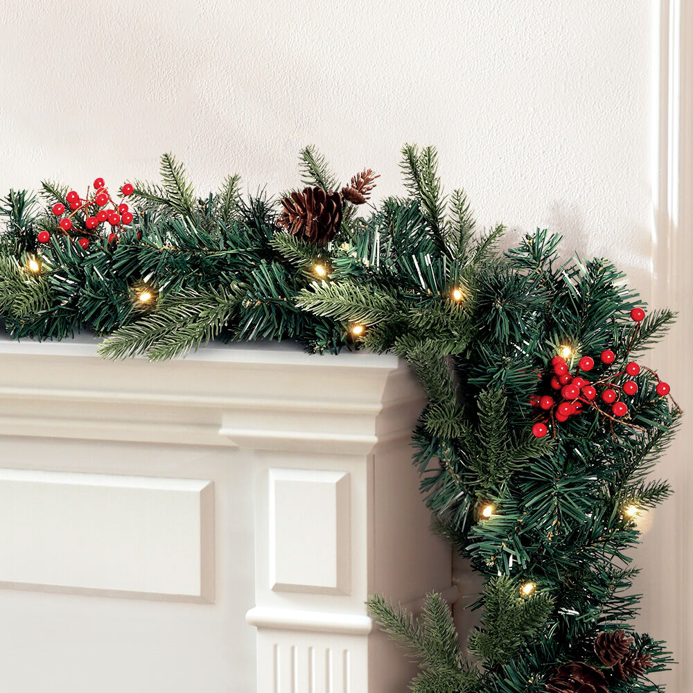 2.4m Christmas Garland with LED Lights Decorations Xmas Party Price