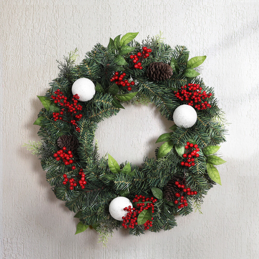 Jingle Jollys 2FT 60CM Christmas Wreath with Decor Xmas Tree Decoration Price