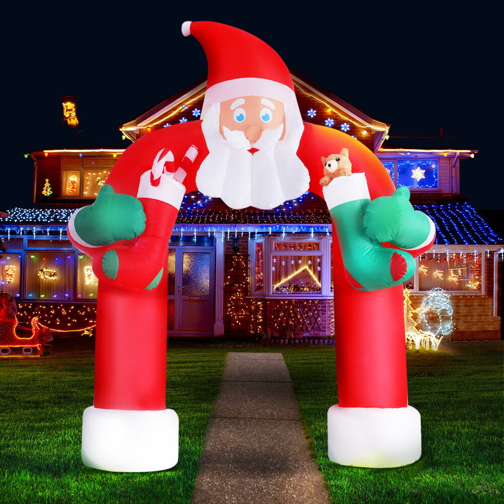 Jingle Jollys Christmas Inflatable Santa Archway 2.3M Outdoor Decorations Lights Price