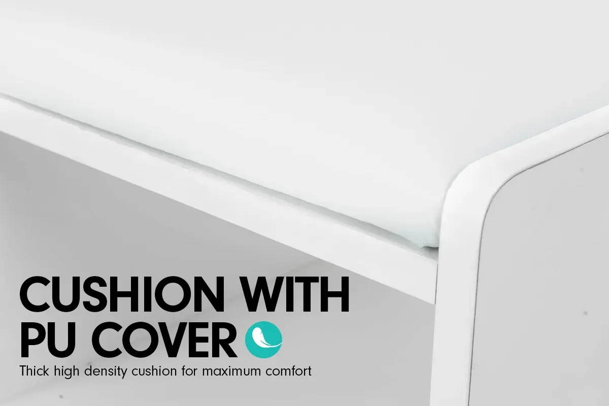 Shoe Rack Cabinet Organiser White Cushion - 80 x 30 x 45cm - White Price