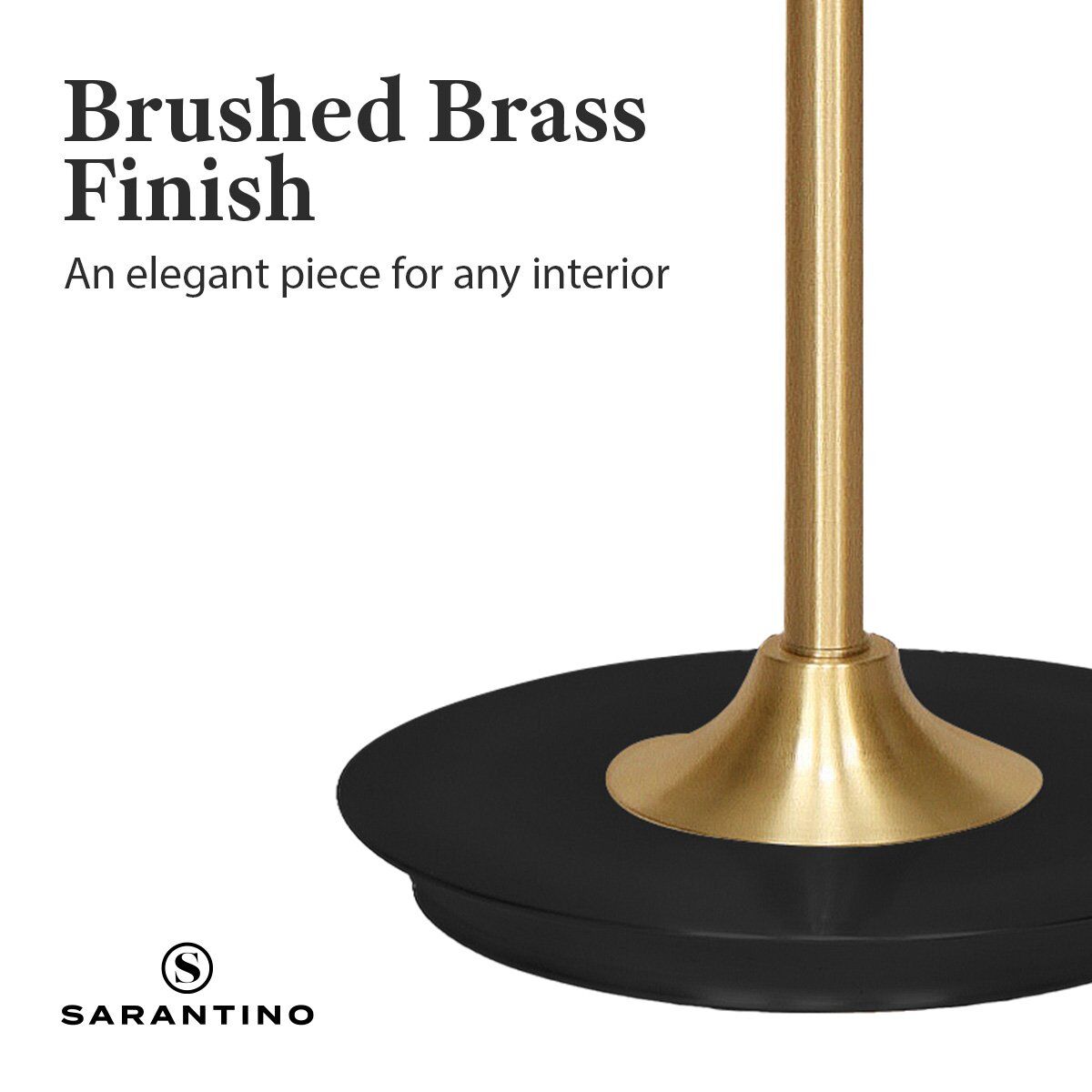 Sarantino Metal Floor Lamp Brushed Brass Finish with White Shade Price