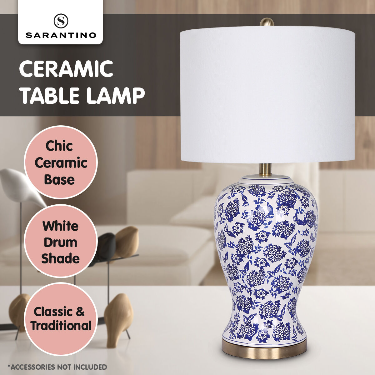 Sarantino Ceramic Floral Base Table Lamp Price