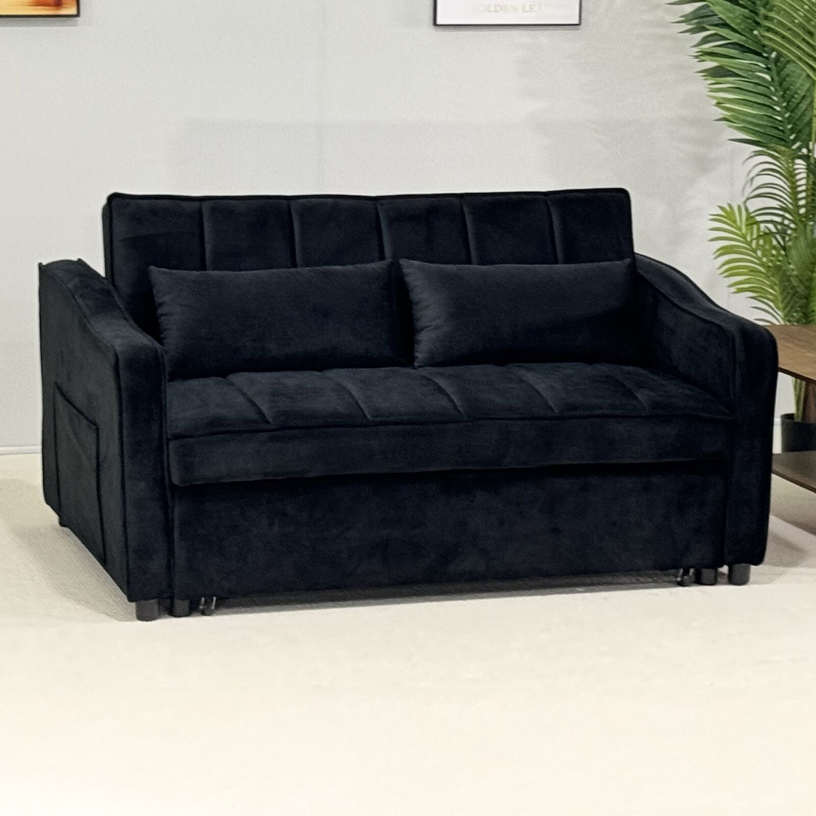 Sarantino Fenton Velvet 2-Seater Sofa Bed - Black Price