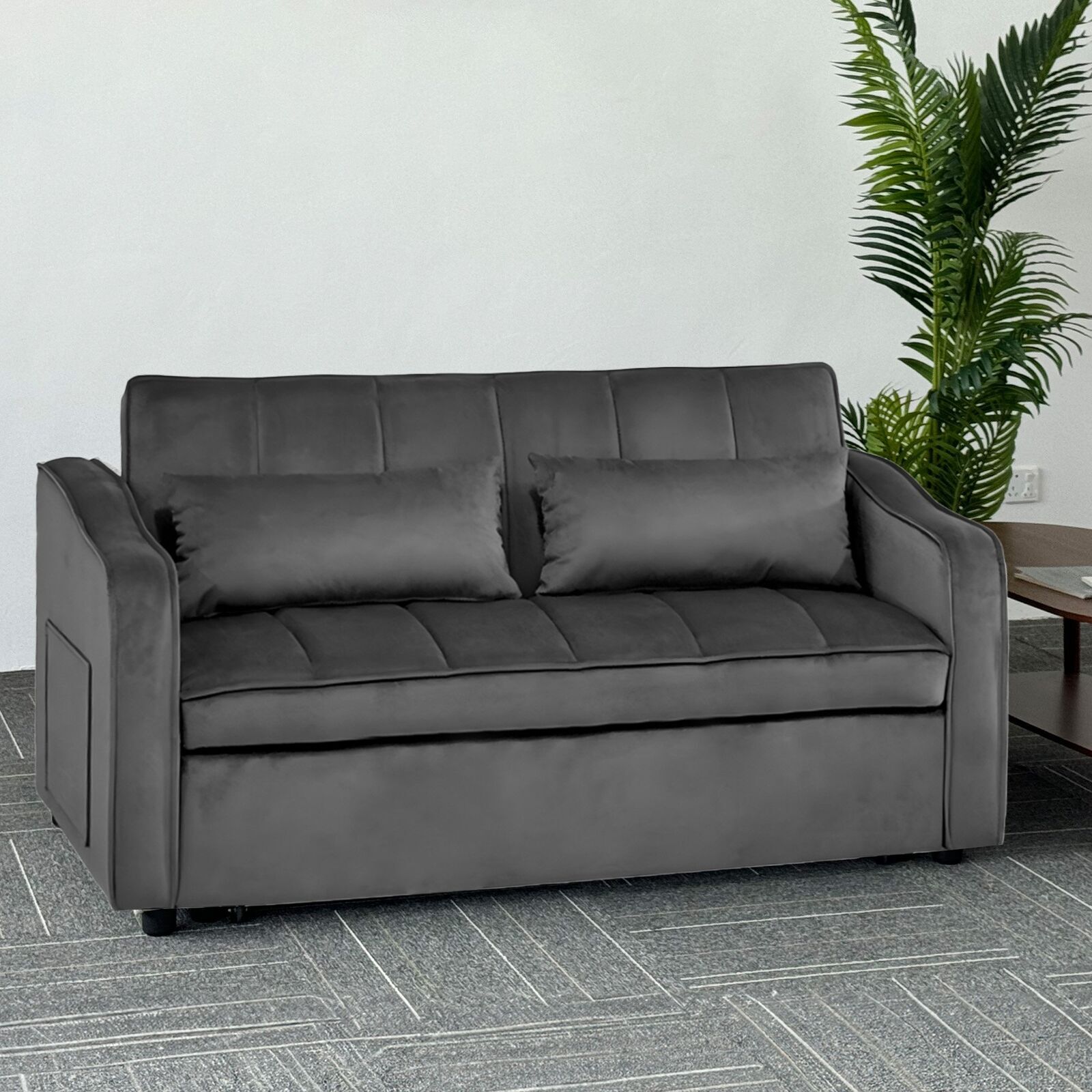 Sarantino Fenton Velvet 2-Seater Sofa Bed - Dark Grey Price