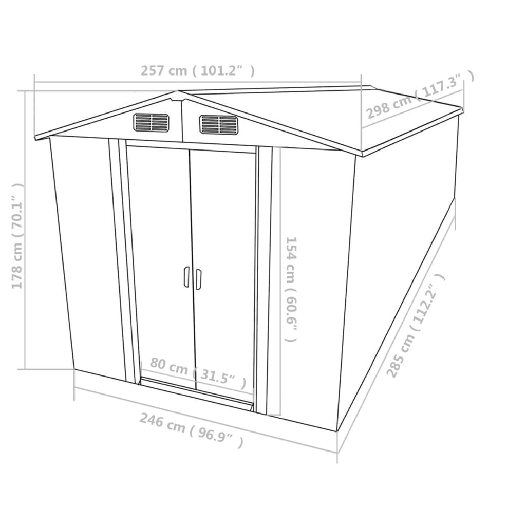 Garden Shed 257x298x178 cm Metal Grey Price