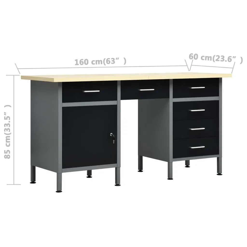 Workbench Black 160x60x85 cm Steel Price