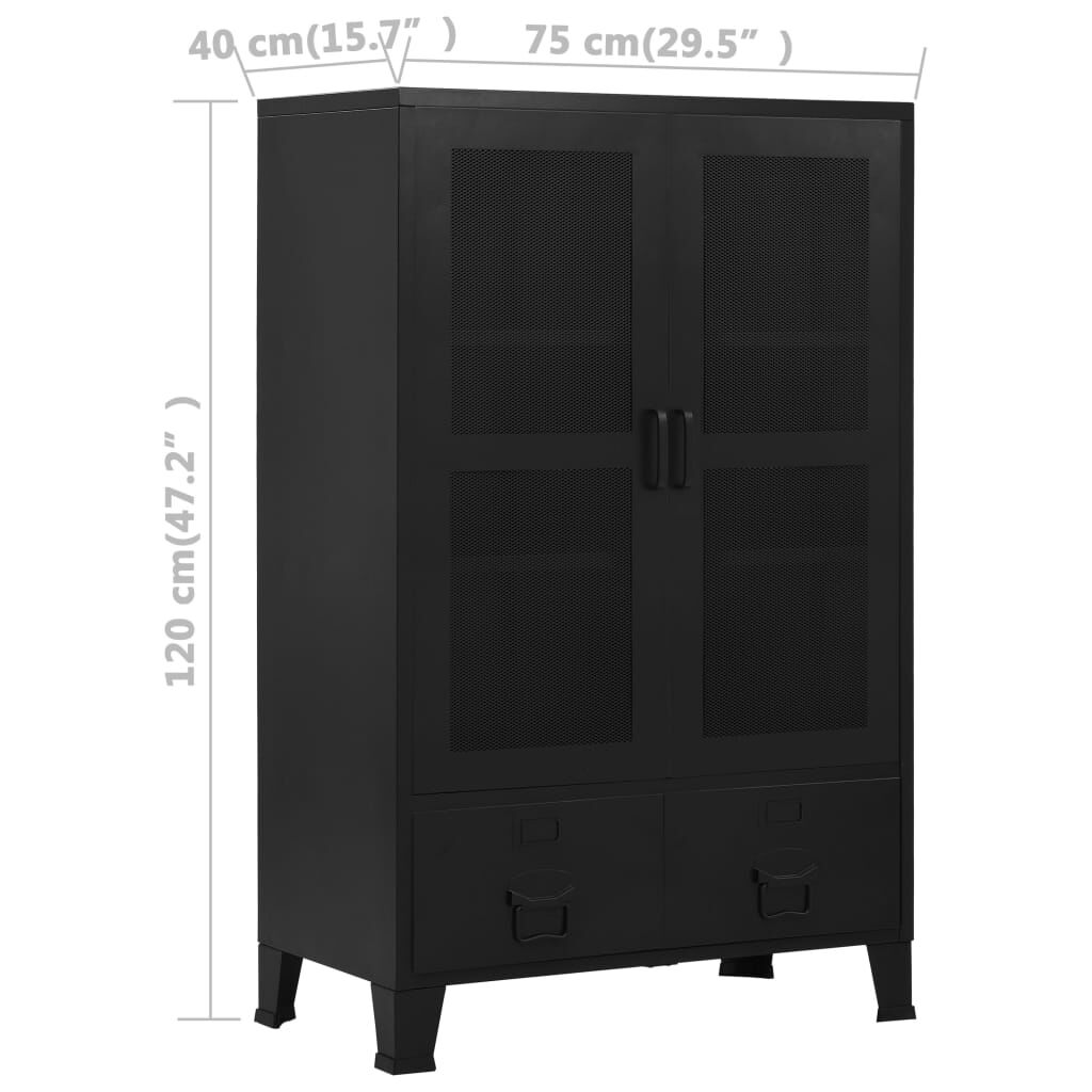 Office Cabinet with Mesh Doors Industrial Black 75x40x120 cm Steel Price