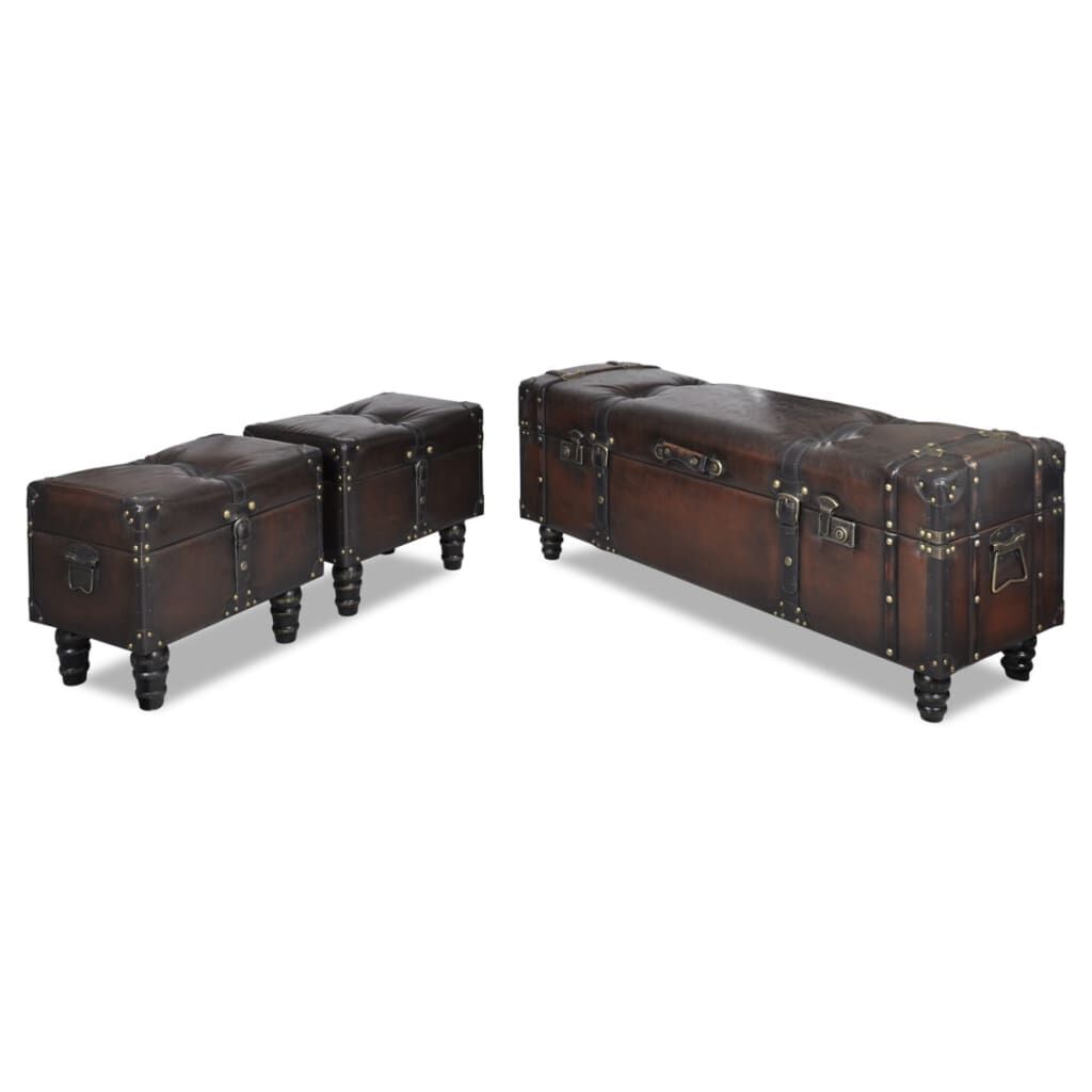 Storage Bench Set 3 pcs Brown Price