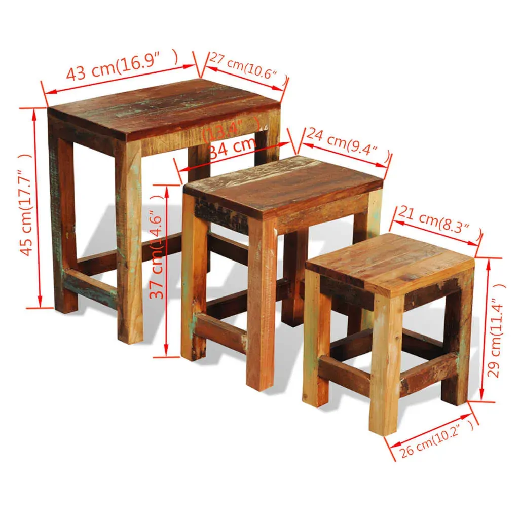 Nesting Table Set 3 Pieces Vintage Reclaimed Wood Price