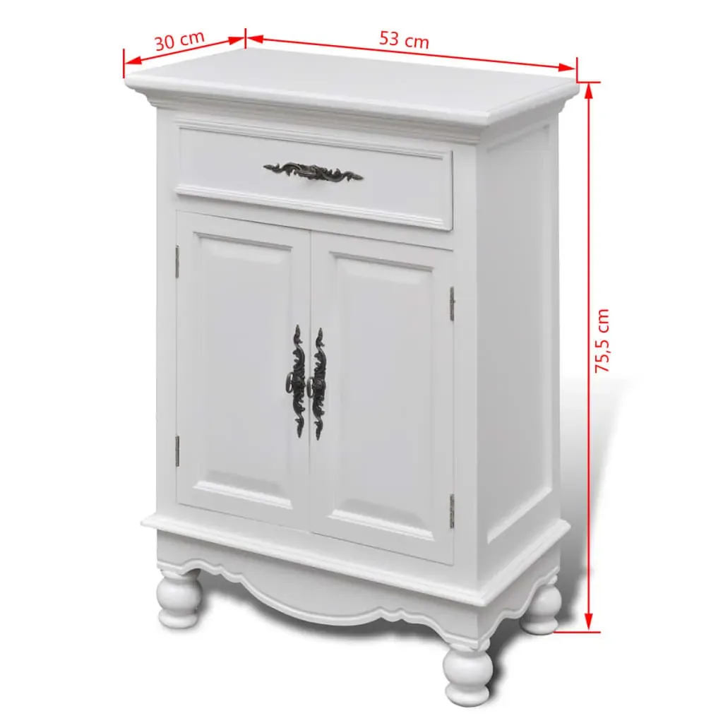 Wooden Cabinet with 2 Doors 1 Drawer White Price