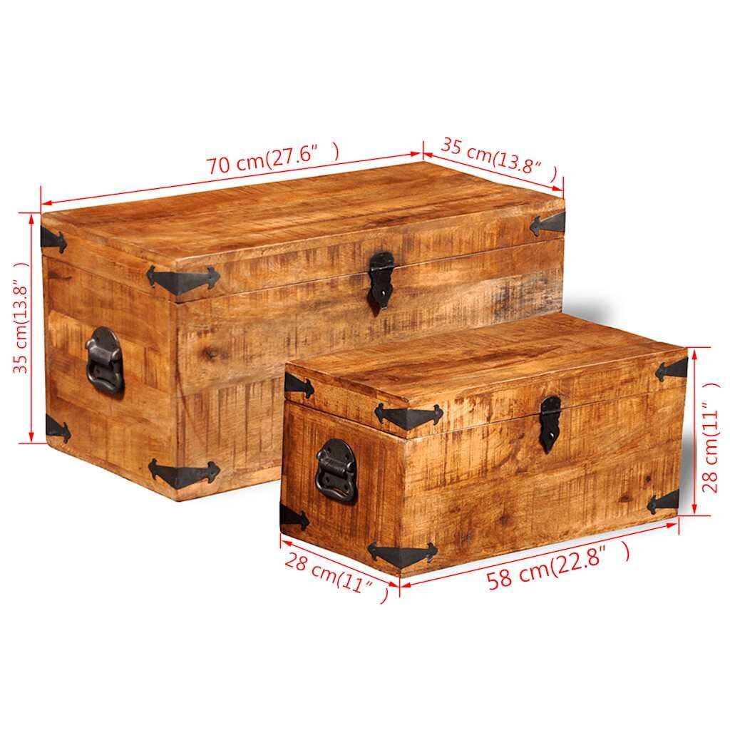 Storage Chest Set 2 Pieces Rough Mango Wood Price