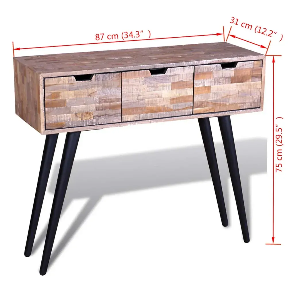 Console Table with 3 Drawers Reclaimed Teak Wood Price