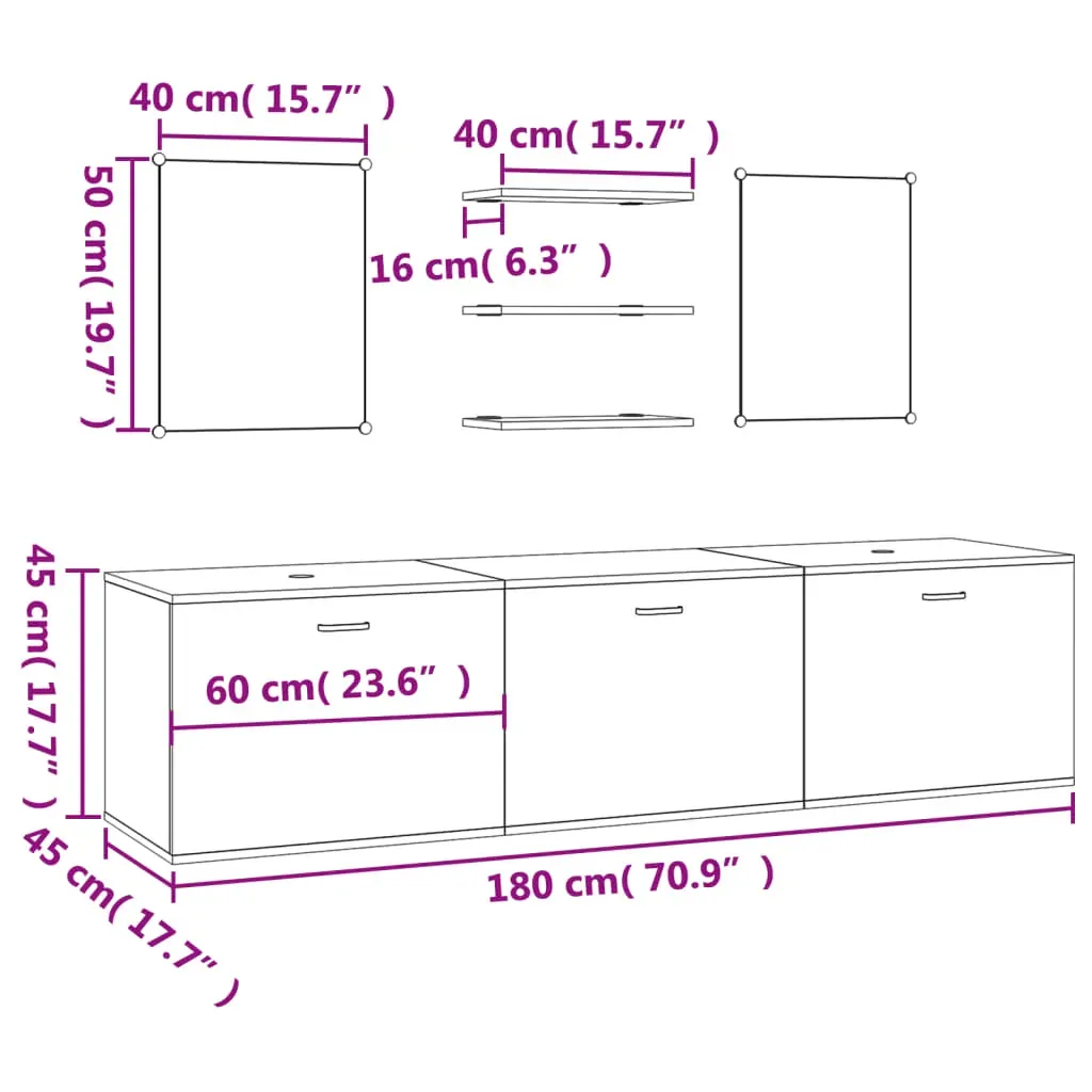 6 Piece Bathroom Furniture Set Oak Engineered Wood Price