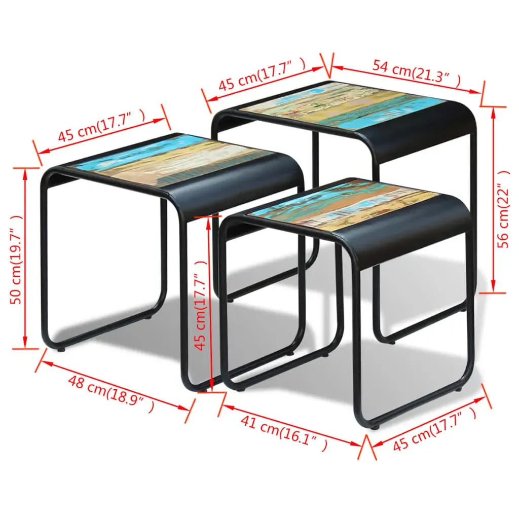 Three Piece Nesting Tables Solid Reclaimed Wood Price