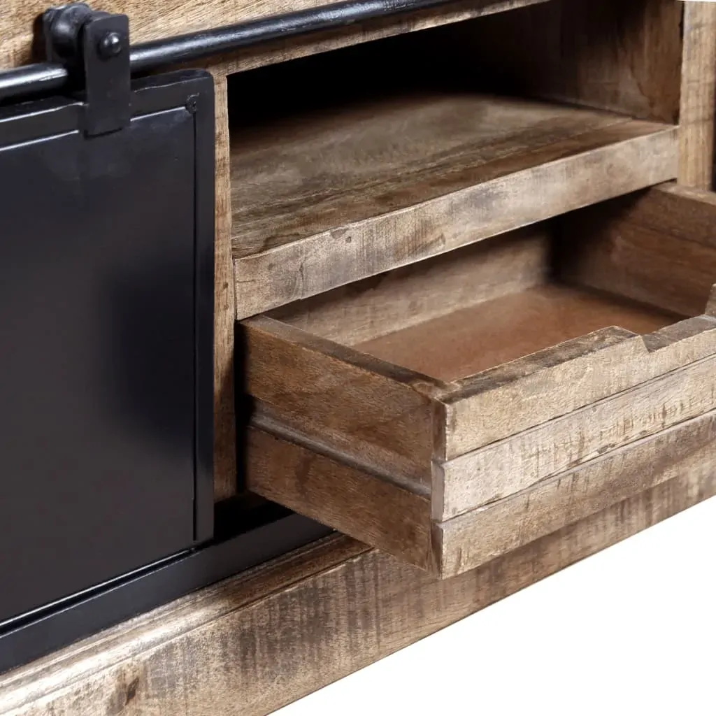 TV Cabinet with 2 Sliding Doors Solid Mango Wood 110x30x45 cm Price