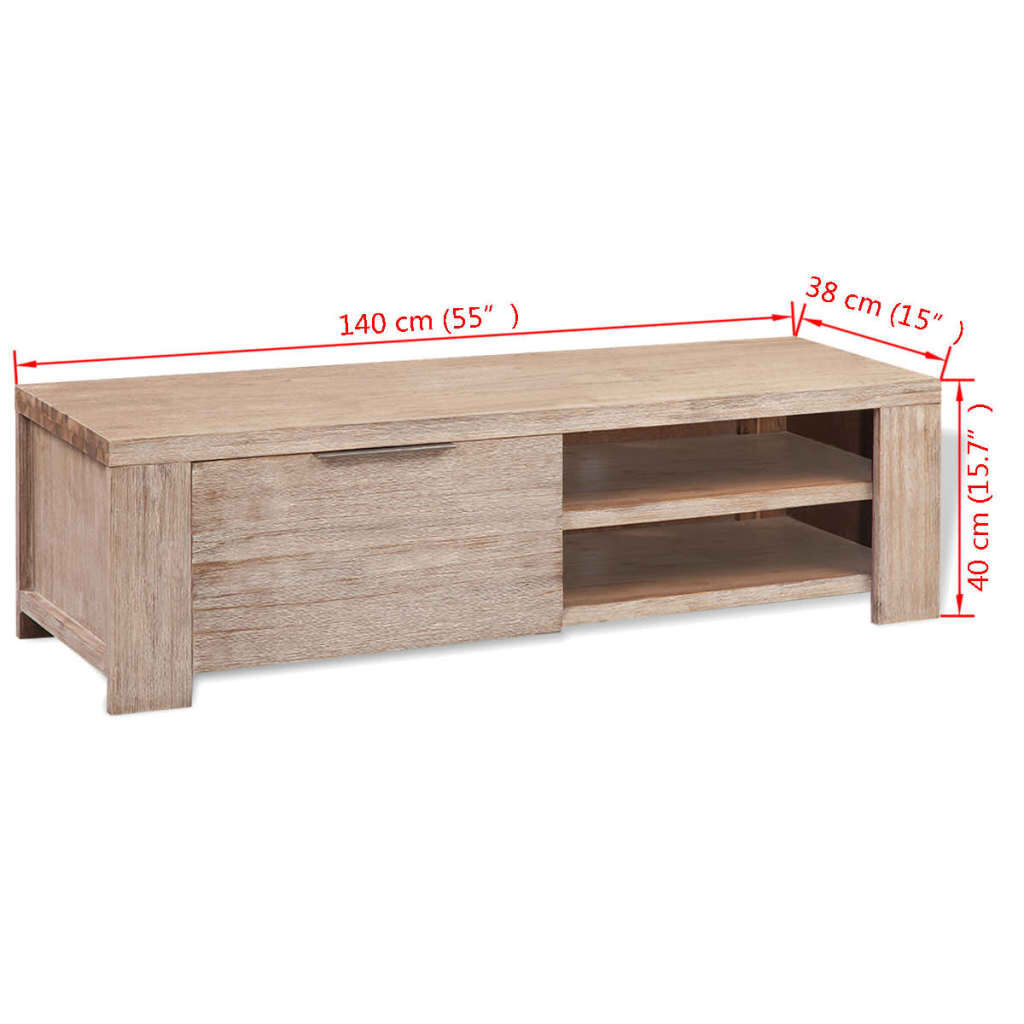 TV Cabinet Solid Brushed Acacia Wood 140x38x40 cm Price