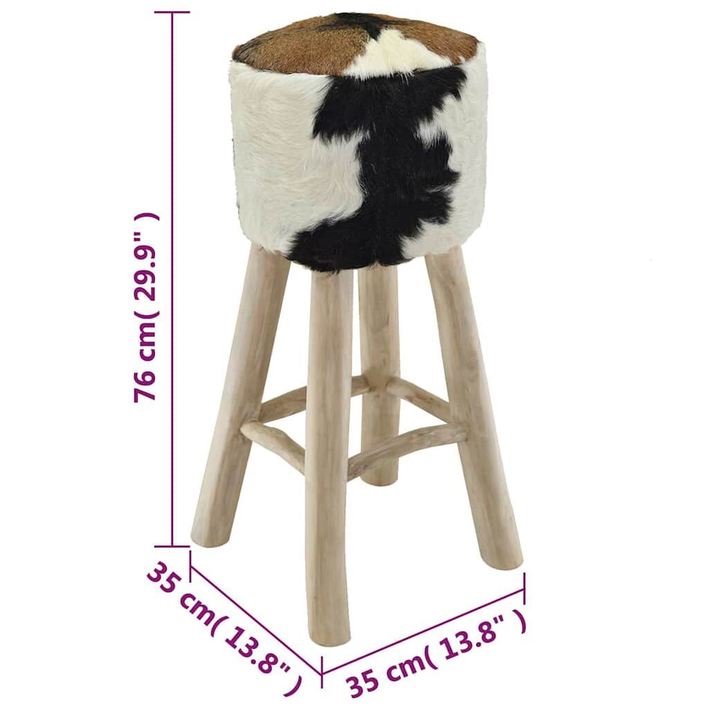 Bar Stool Goatskin Leather and Solid Teak Wood Price