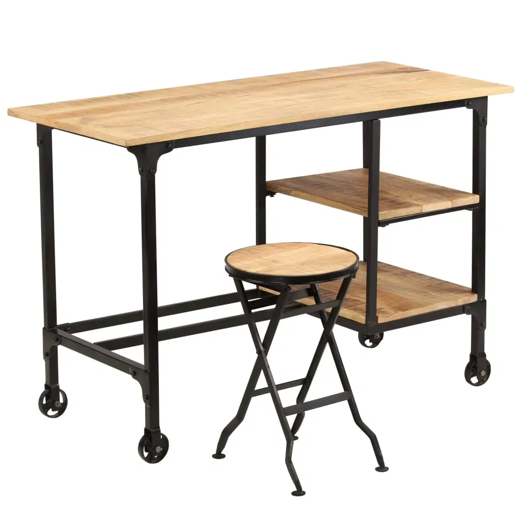 Desk with Folding Stool Solid Mango Wood 115x50x76 cm Price