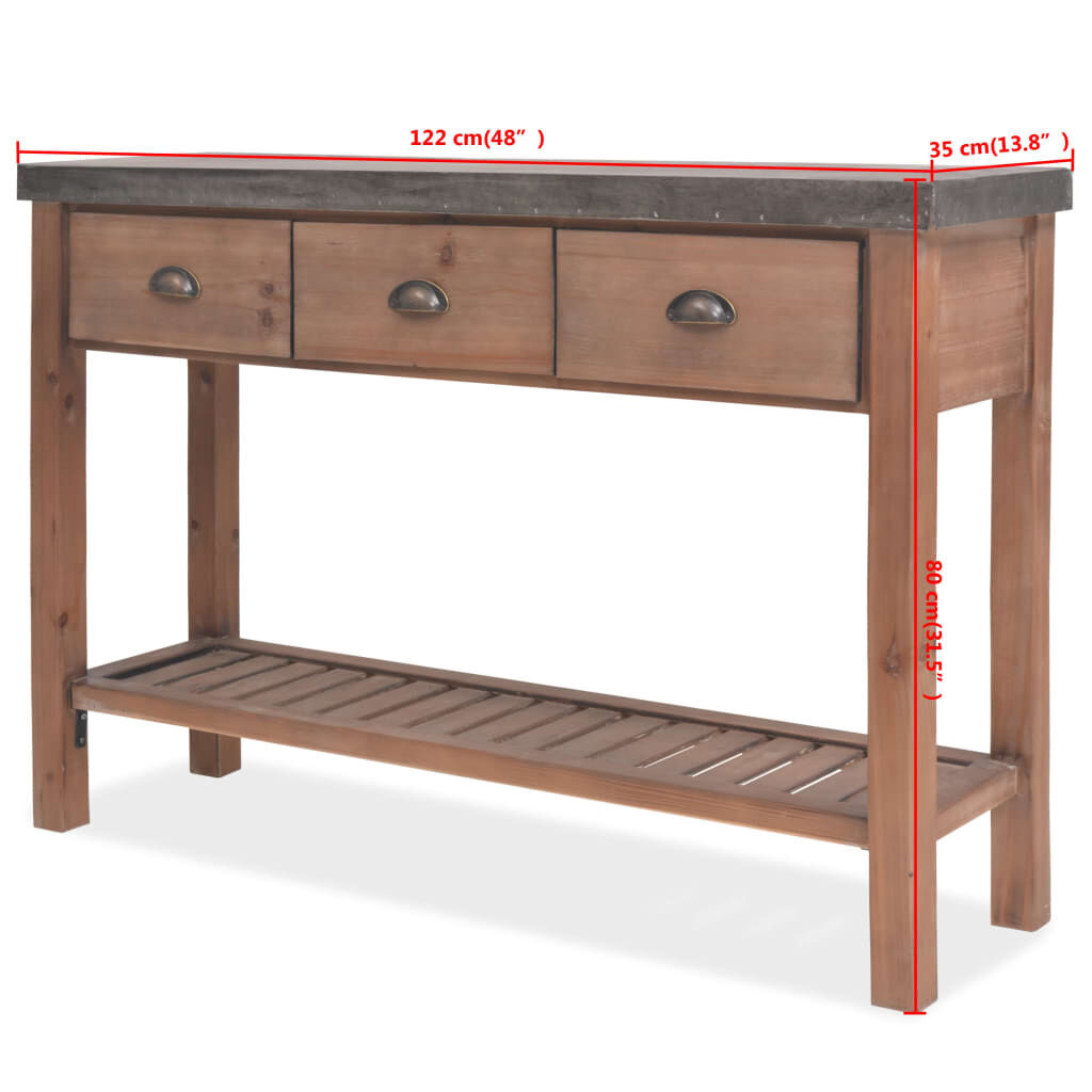 Console Table Solid Fir Wood 122x35x80 cm Price