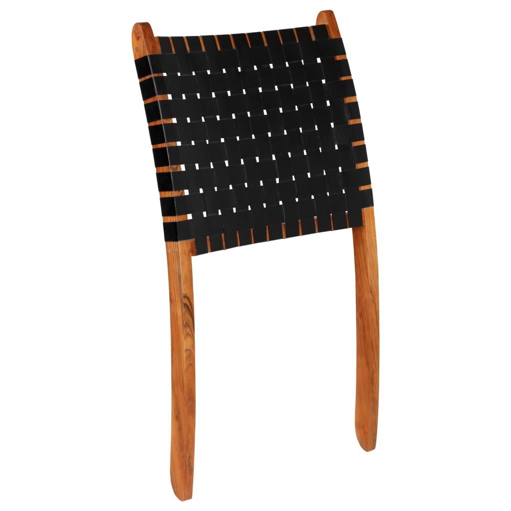 Folding Chair Crossed-Stripe Black Real Leather Price
