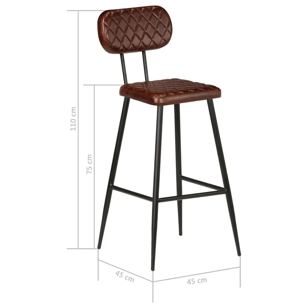 Bar Chairs 2 pcs Brown Real Leather Price