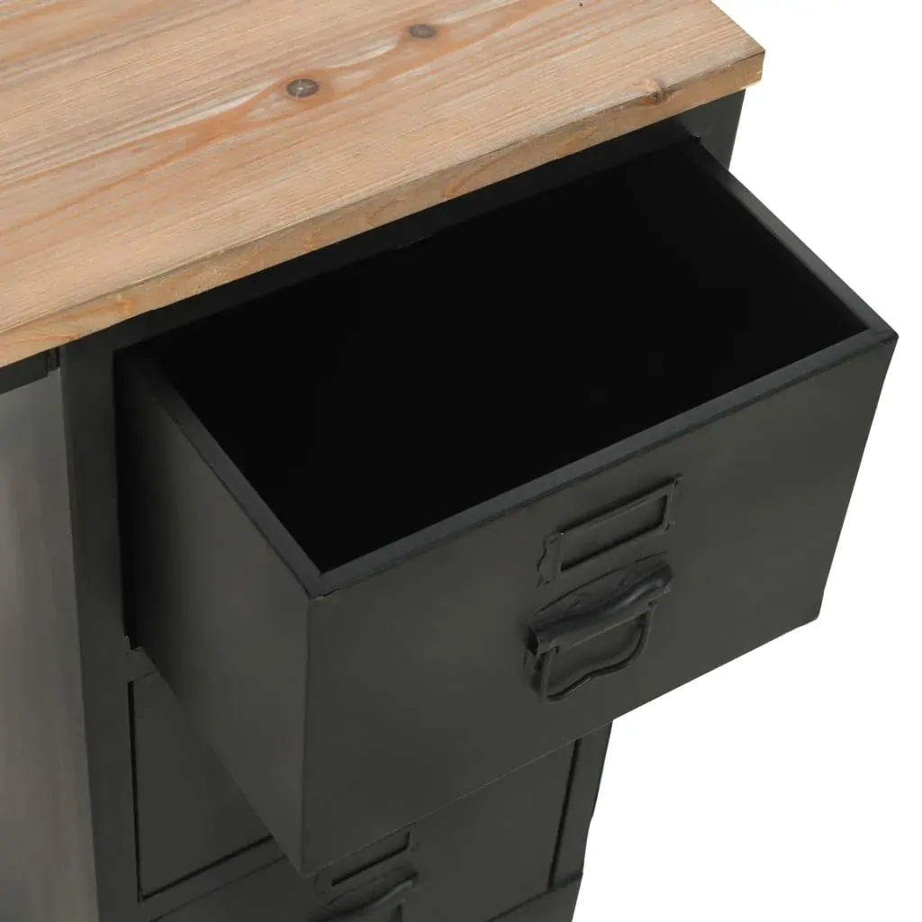 Single Pedestal Desk Solid Firwood and Steel 100x50x76 cm Price