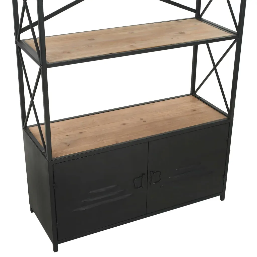 Bookcase Solid Firwood and Steel 80x32.5x180 cm Price