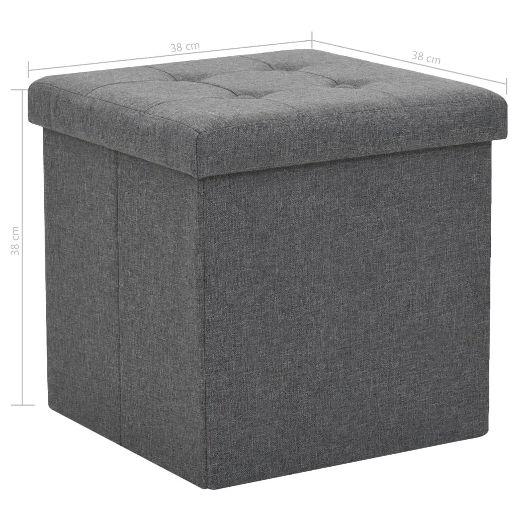 Folding Storage Stools 2 pcs Dark Grey Faux Linen Price