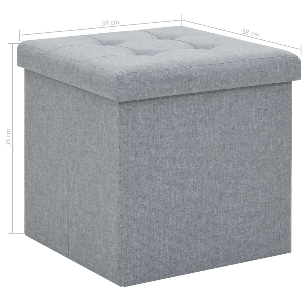 Folding Storage Stools 2 pcs Light Grey Faux Linen Price