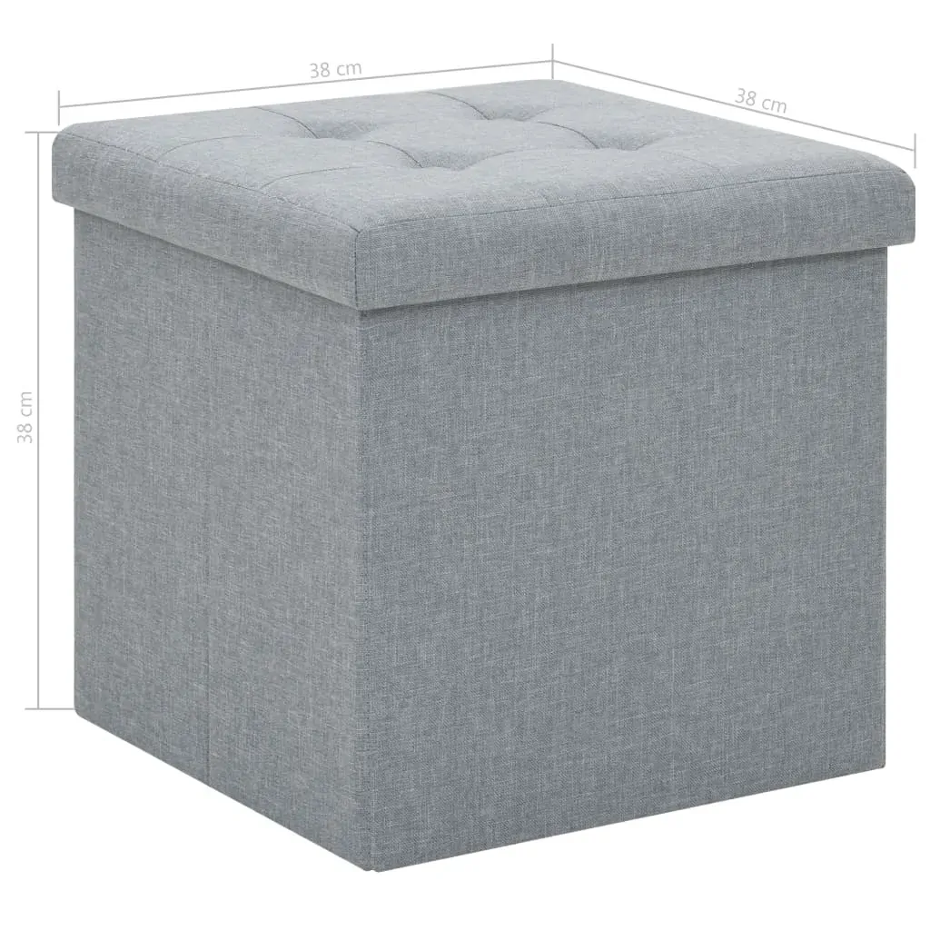 Folding Storage Stools 2 pcs Light Grey Faux Linen Price