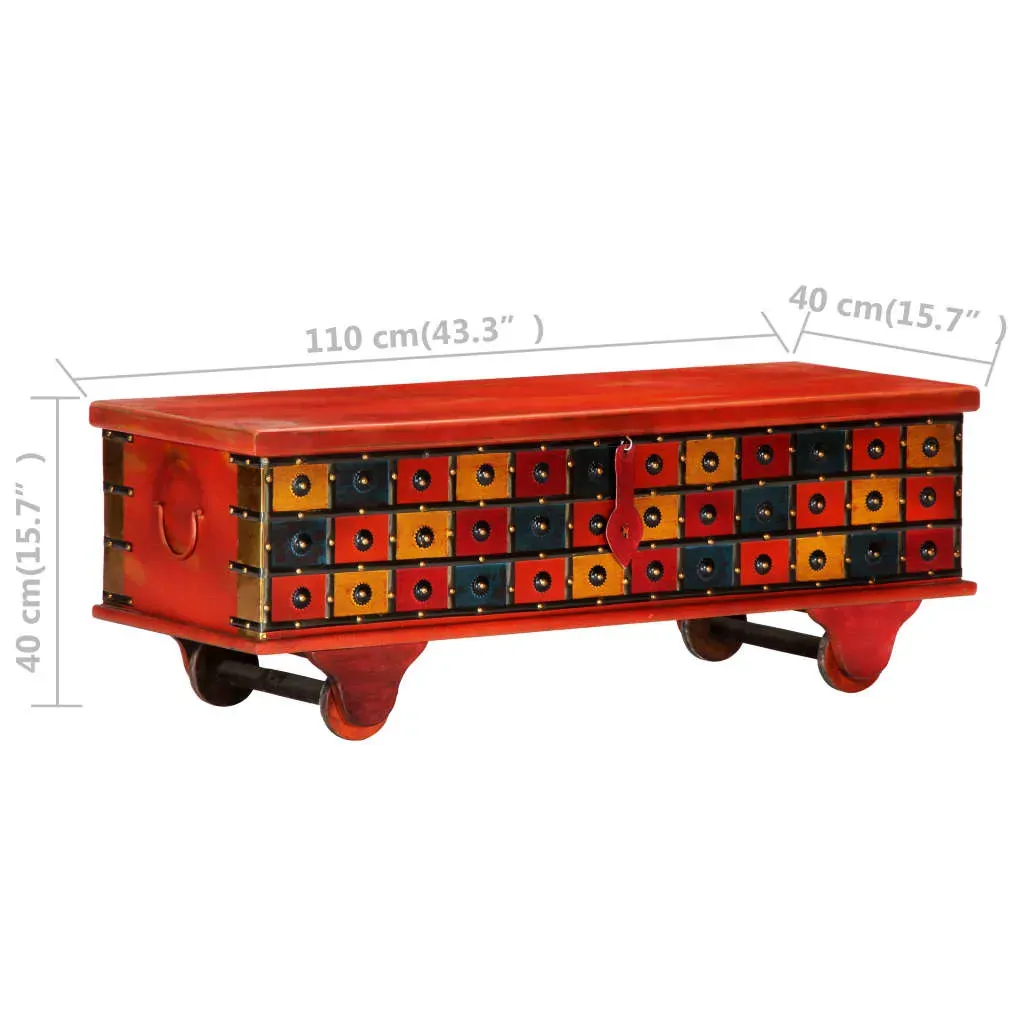 Storage Box Red 110x40x40 cm Solid Acacia Wood Price