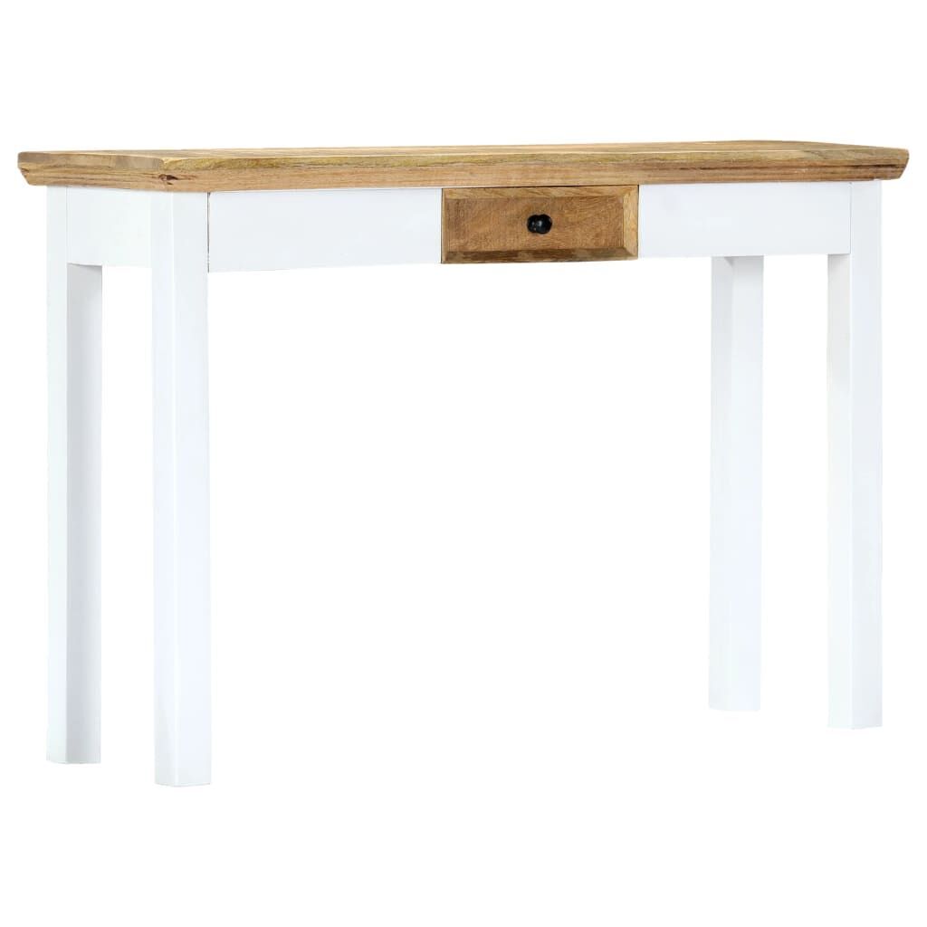 Console Table White and Brown 110x35x75 cm Solid Mango Wood Price