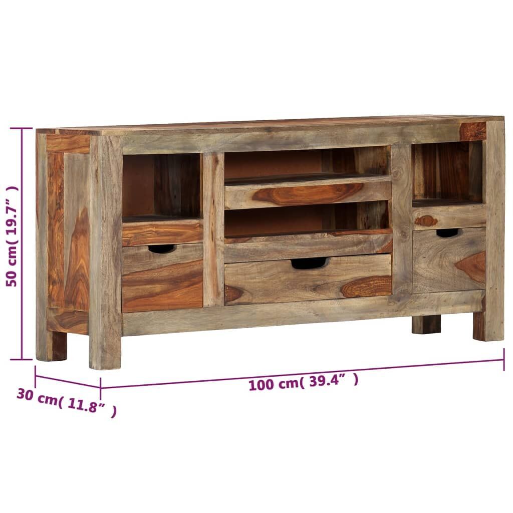 Sideboard Grey 100x30x50 cm Solid Acacia Wood Price