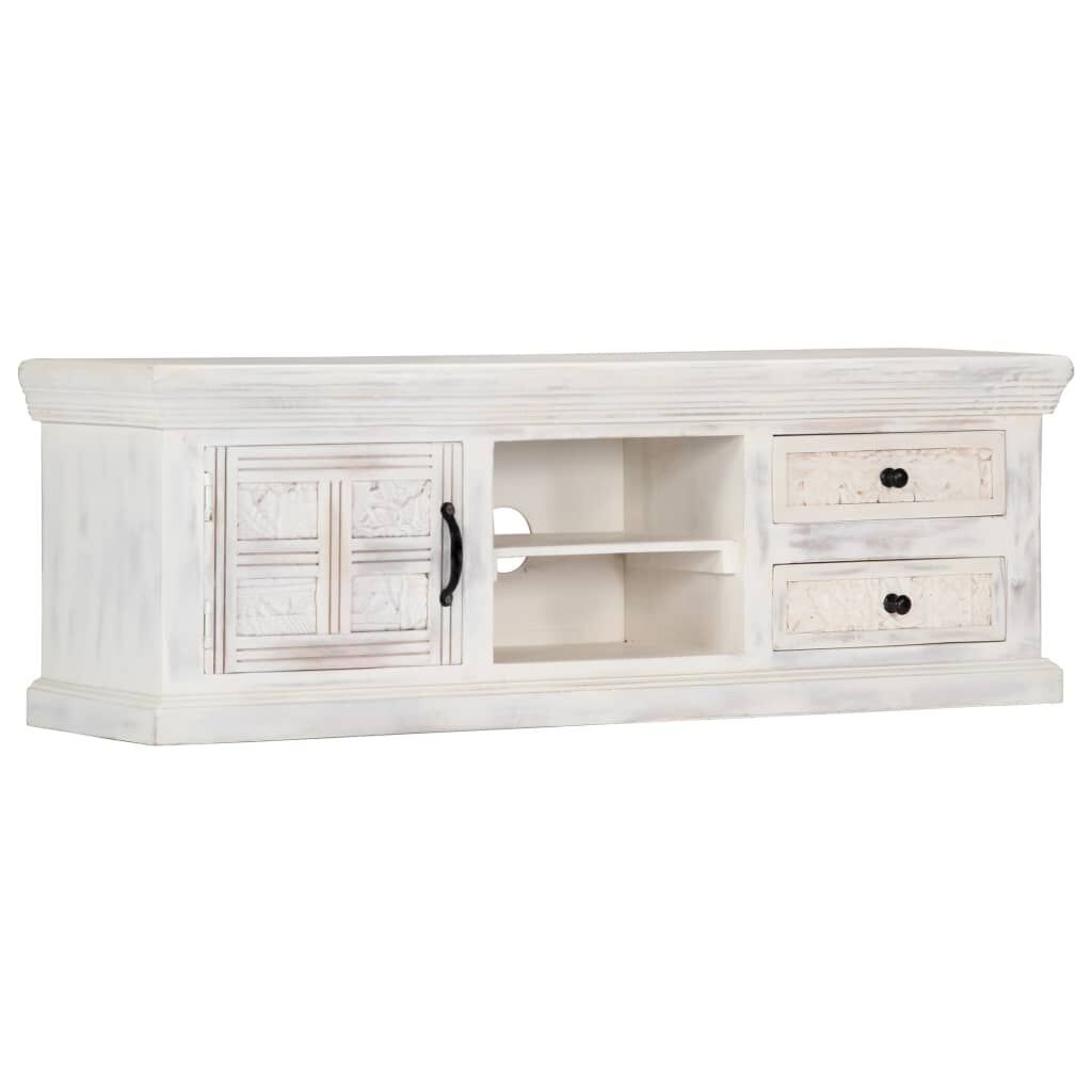 TV Cabinet White 120x30x40 cm Solid Mango Wood Price