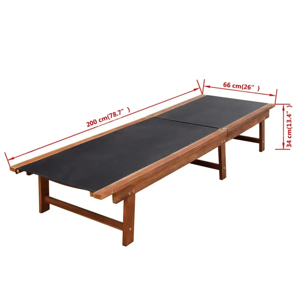 Sun Loungers 2 pcs with Table Solid Acacia Wood and Textilene Price