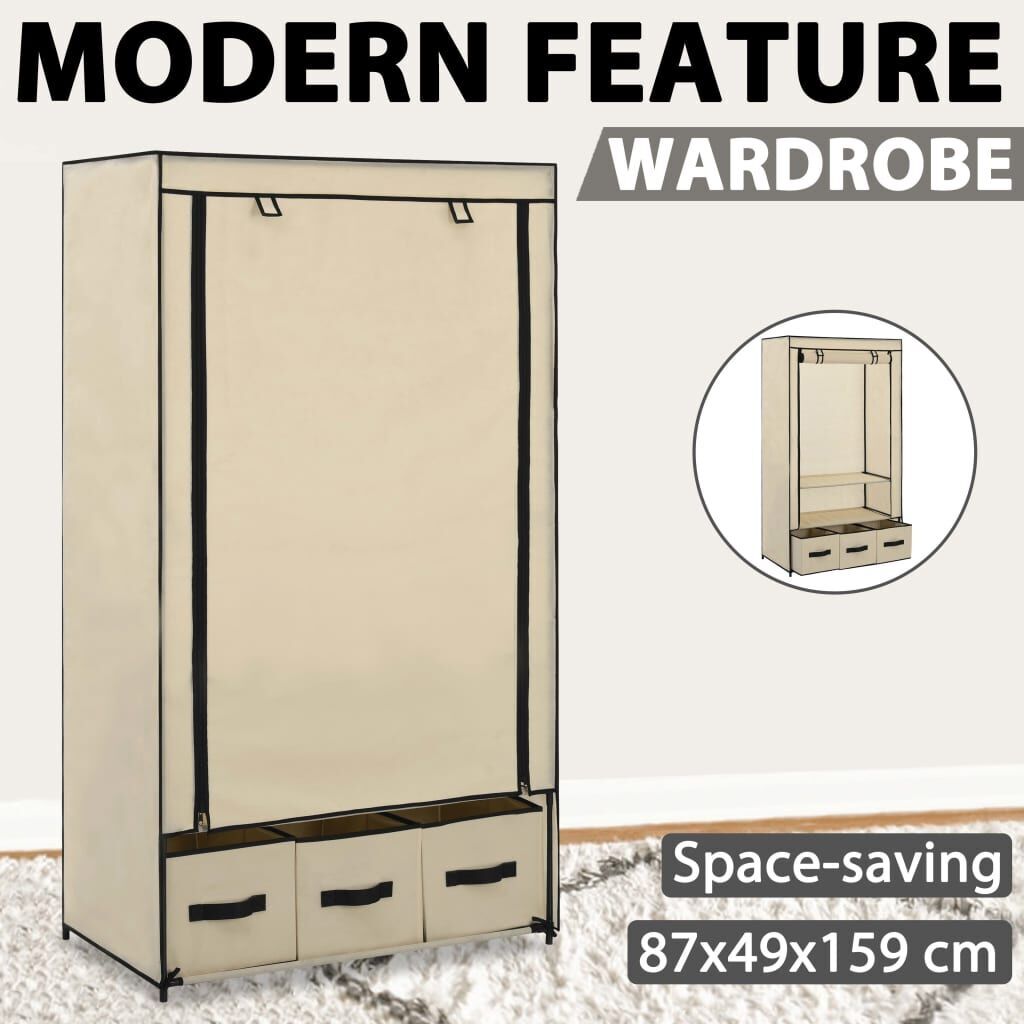 Wardrobe Cream 87x49x159 cm Fabric Price