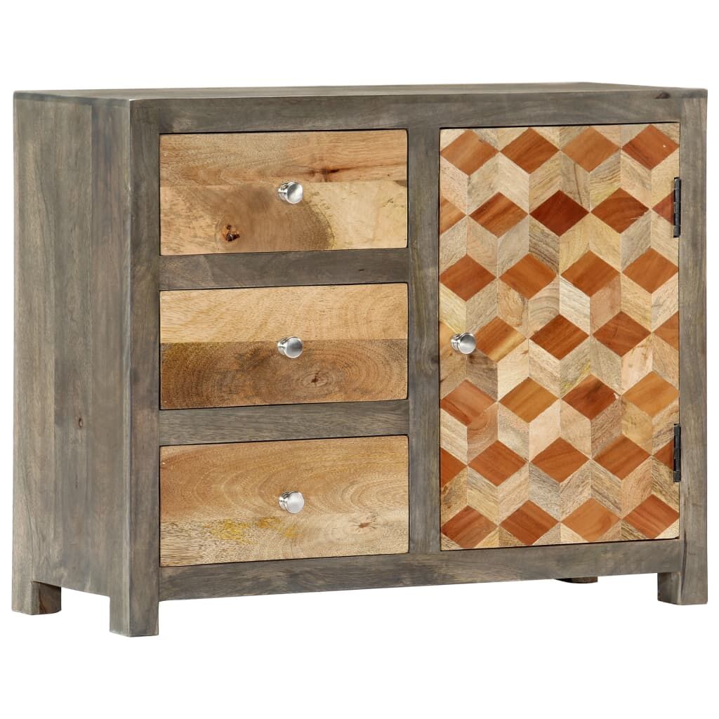 Side Cabinet Grey 75x30x60 cm Solid Mango Wood Price
