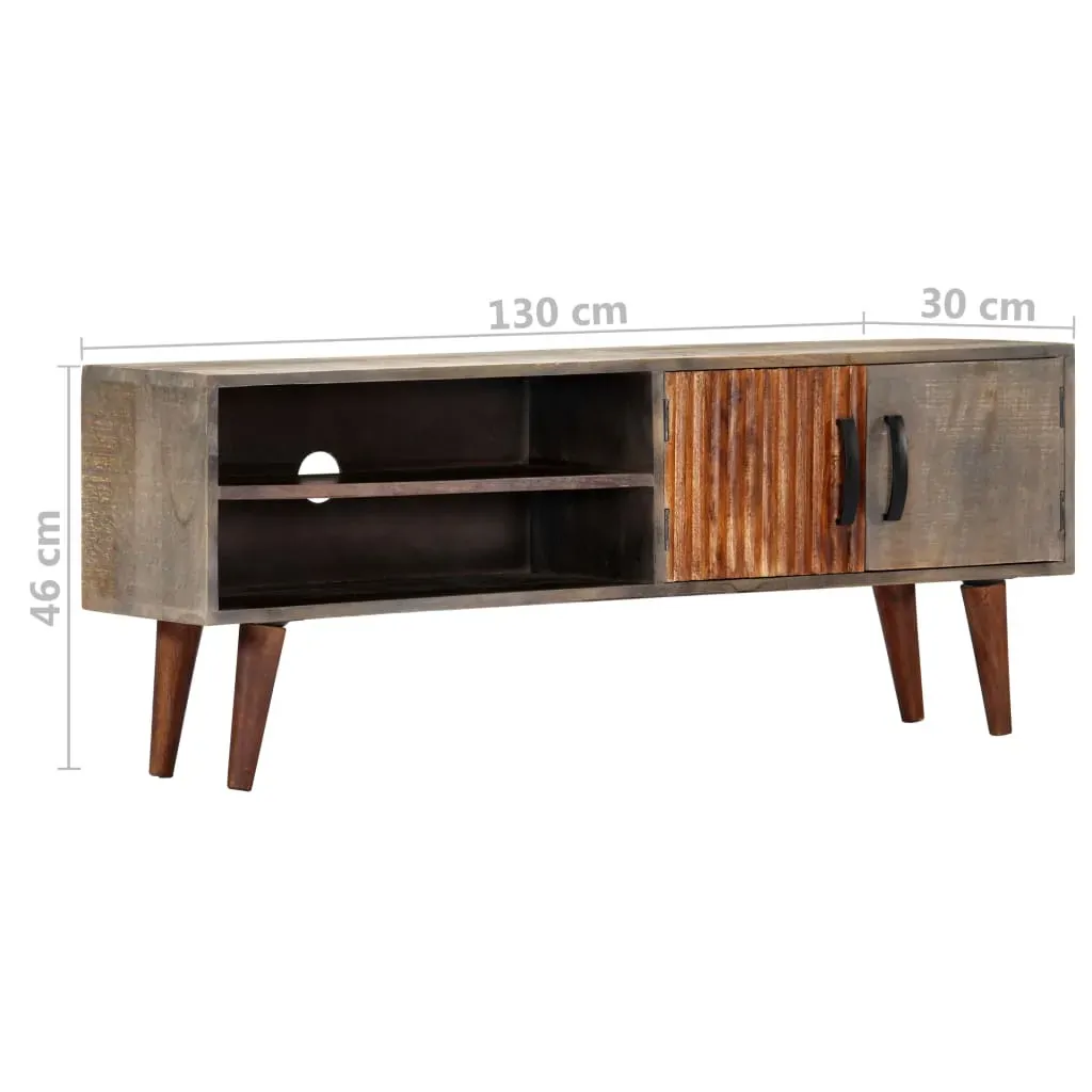 TV Cabinet Grey 130x30x46 cm Solid Rough Mango Wood Price
