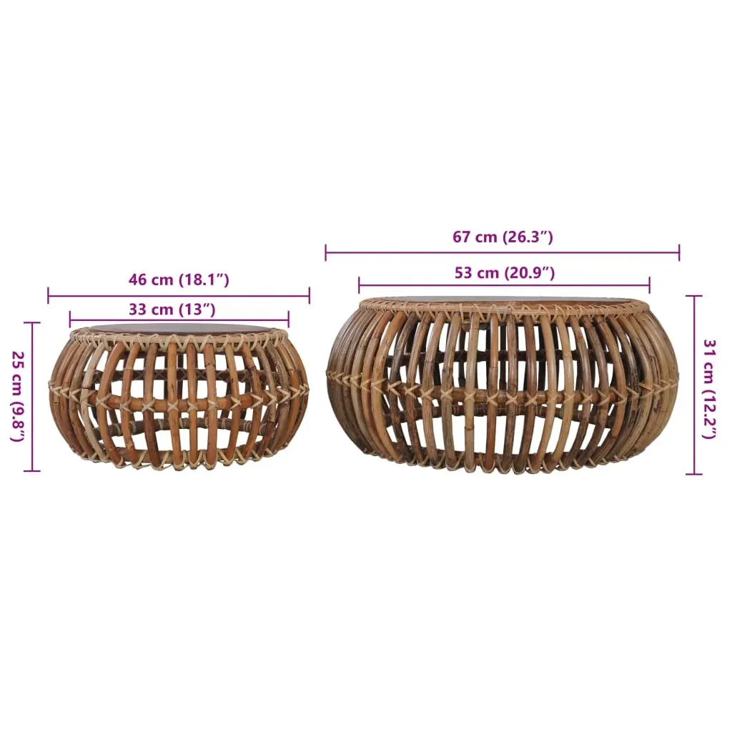 Coffee Tables 2 pcs Natural Rattan Price