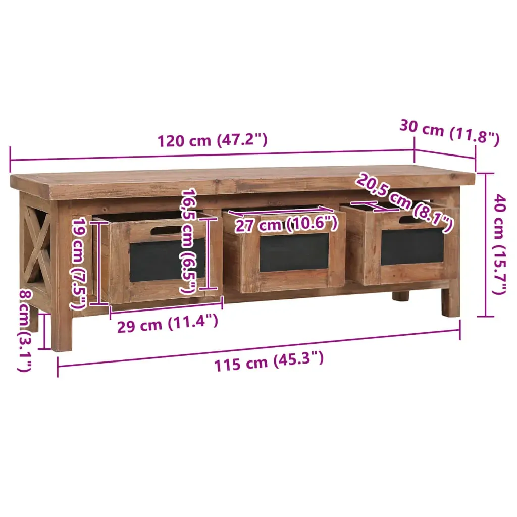 TV Cabinet with 3 Drawers 120x30x40 cm Solid Mahogany Wood Price