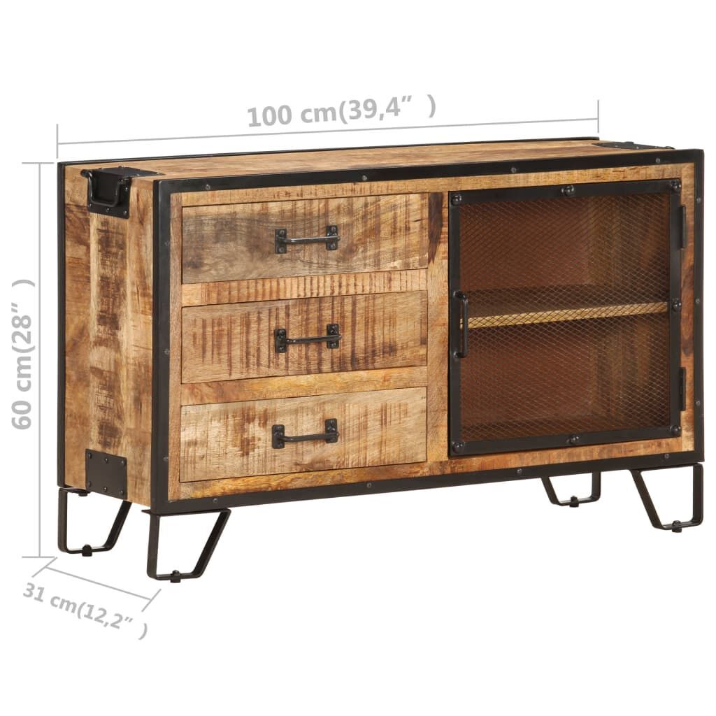 Sideboard 100x31x60 cm Solid Rough Mango Wood Price