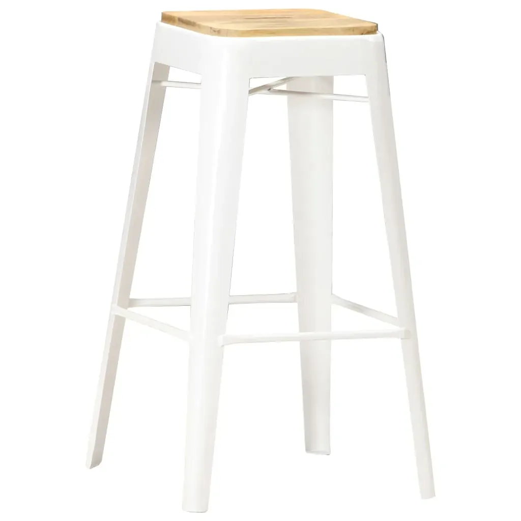 Bar Stools 4 pcs White Solid Mango Wood Price